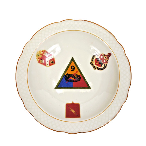 VTG WWII Army Schumann Bavaria Dish 3rd Armored 9th Div 3rd 16th 73rd Artillery - Picture 3 of 6